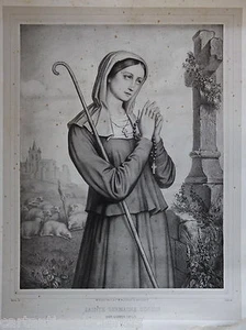 LITOGRAFIA Gravure Etching "Santa Germana" '800 Reliquia Relic - Bild 1 von 1