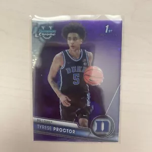Tyrese Proctor 2023 Bowman Chrome #20 1st Bowman púrpura mini diamante 338/399 - Imagen 1 de 2