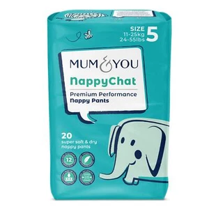 Pantaloni pannolini ecologici Mum & You Nappychat Premium Performance, taglia 5 (20 pannolini) - Foto 1 di 7