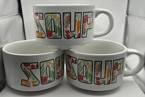 3 Vintage Retro, 1960 1970 Soup MCM Vegetable Large Soup Mugs Bowls, Made Japan. - Picture 1 of 6