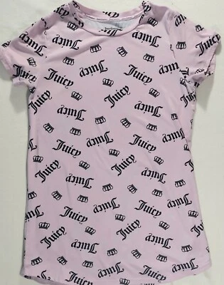 Camisa Juicy Couture para mujer M rosa negro logotipo manga corta cuello redondo pijama  Foto 1 de 4