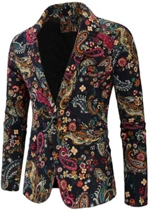 Cesnleoik💗Bold Men's Paisley/Floral Lined Sport Jacket/Shirt 💗Sz Slim Fit XXL - Picture 1 of 13