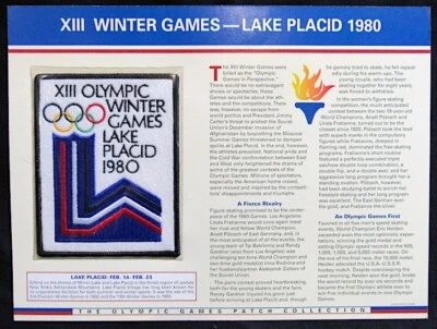 Tarjeta parche de los Juegos Olímpicos de Invierno XIII Lake Placid 1980 ~ Willabee & Ward Foto 1 de 2
