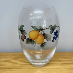 Jarrón de vidrio transparente Mikasa Garden Harvest 9" de alto peras frutales uvas ciruelas - Imagen 1 de 6