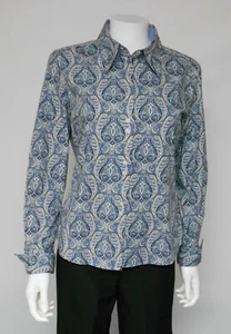 Tommy Hilfiger Damen-Stretchbluse weiß & blau bedruckt Größe #14 - A4/1 - Bild 1 von 5