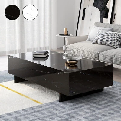 High Gloss White/Black Rectangle Coffee Table Living Room Home Furniture - Image 1 of 2