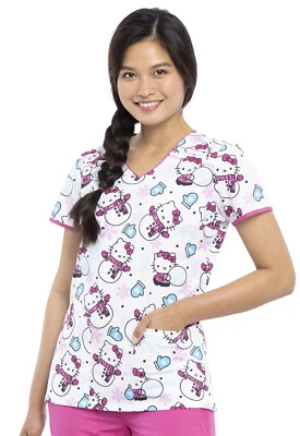 Hello Kitty Cherokee Scrubs Tooniforms Sanrio V Neck Top TF686 HKMIC - Image 1 of 4