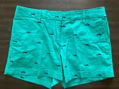 British Khaki Green Size 10 Shorts. Shark Embroidered Design - Image 1 of 4