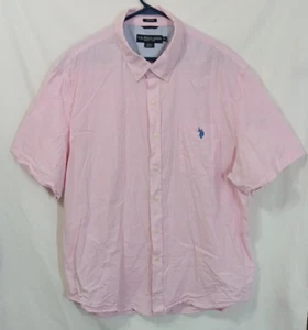 U.S. Polo Assn. Stretch Hemd mit Knopfleiste Herren 2XL XXL Kurzarm Rosa Gingham - Bild 1 von 15