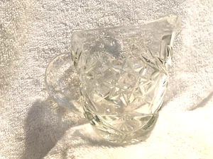 Anchor Hocking Star of David Creamer Prescut Glass Clear 4" T x 3" W 1950s - Picture 1 of 6