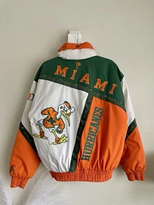 Vintage NFL Miami Hurricanes Pro Player Puffer Coat Mens Small - Picture 1 of 6