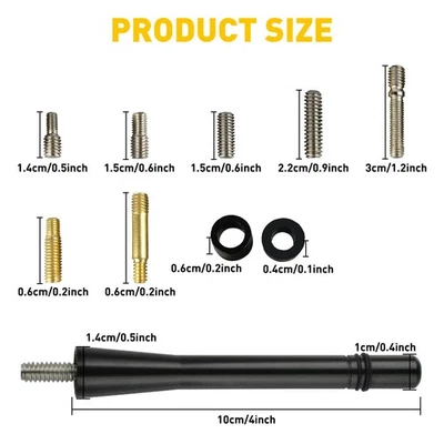 4 inch " Short Black Aluminum Antenna Rod AM/FM for JEEP COMMANDER 2006-2010 New - Image 1 of 4