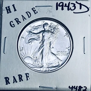 1943 D LIBERTY WALKING SILVER HALF DOLLAR HI GRADE U.S. MINT RARE COIN 4482 - Picture 1 of 3