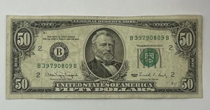1990 series Old Vintage $50 dollar Bill B 39790809 B Decent Shape No Tears - Picture 1 of 2