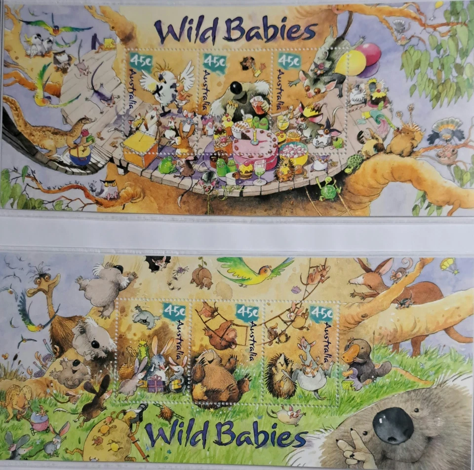 Juego de estampillas Australia Wild Babies 2001 MNH y mini hojas usadas MS2150 Foto 1 de 1