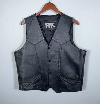 FMC кожаный жилет для взрослых 46 черный кнопка Western косплей костюм стимпанк - Изображение 1 из 4