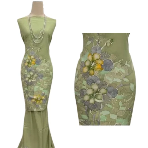 Authentic Malaysian Batik Fabric-Handmade Artisan Wrap-Tropical Floral Pattern - Image 1 of 1