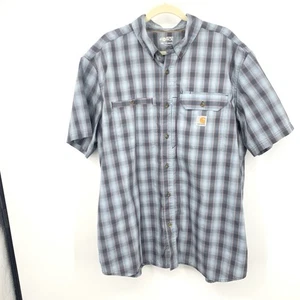 Carhartt Herren Gr. 2XL Hemd Force Relaxed Fit Button Down Oberteil Blau Kurzarm - Bild 1 von 7