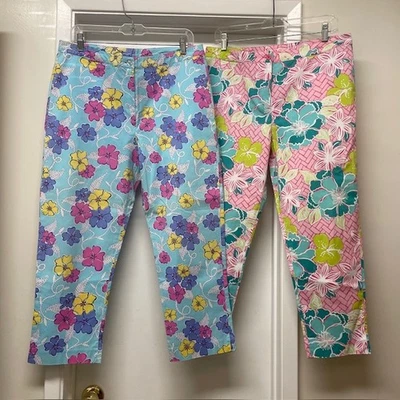 Usados en Excelente Condición (2) Pares PANTALONES CAPRI LILLY PULITZER Talla 12 Foto 1 de 4