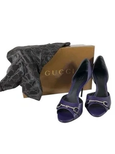 New Gucci Purple Horsebit D'orsay Open Toe Sandal - Size 38.5 (8) - Picture 1 of 13