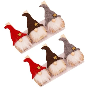 1 Set 6 Pcs Christmas Santa Clause Doll Clips Wooden Clips (Assorted Color) - Picture 1 of 12