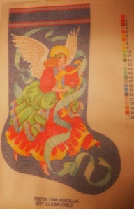 Needlepoint Canvas Christmas Stocking Angel With Harp 18" Diagonal 12 Count Mesh - Picture 1 of 1