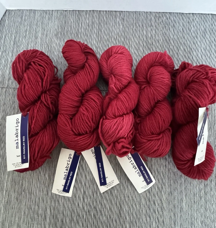 MALABRIGO TWIST Yarn ~ Color#611-Ravelry Red ~ 150yds/100g ~ 100% Baby Merino