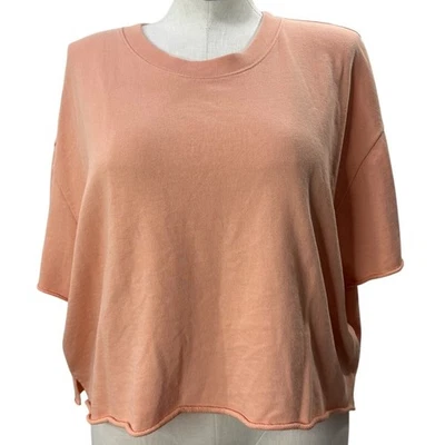 Gap Size XXL Cropped Sweatshirt Short Sleeve Relaxed Peach Slouchy Loungewear - Image 1 of 4