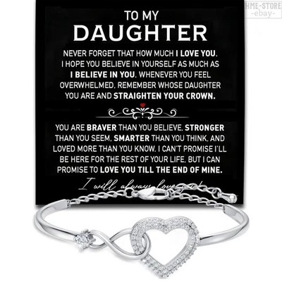 Pulseira de coração para minha filha mensagem sentimental presente meninas fim da minha - Imagem 1 de 4