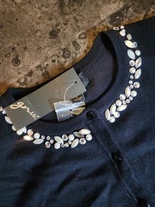 gnw Black Sweater Rhinestone Collar Size Large Womens Super Soft (4) - Picture 1 of 10
