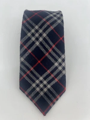 Vintage Burberrys Navy Nova Check 100% Wool Tie - Image 1 of 4