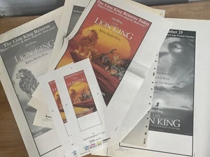 The Lion King Pair Ad Pad Newspaper Advertisement Test Art loose page lot - Picture 1 of 16