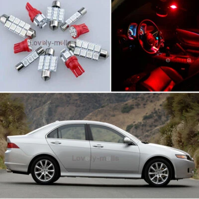 6PCS Bulb Xenon RED LED Interior Lights Package kit Fit 2004-2008 Acura TSX J1 - Image 1 of 4