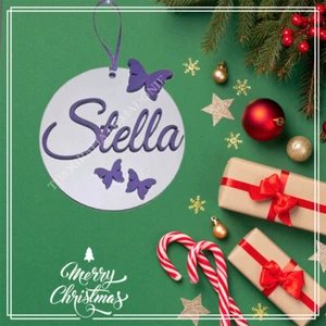 Pallina di Natale 3D con nome e farfalle. - Foto 1 di 3
