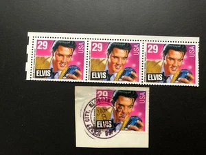 ELVIS PRESLEY (1992) - Mint Sheet of 3 U.S. Postage Stamps Laminated + 1 used  - Picture 1 of 3