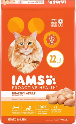Сухой корм для взрослых кошек с курицей IAMS Proactive Health, 22 фунта Сумка - Изображение 1 из 4