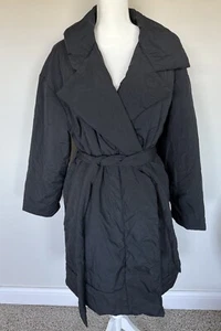 A New Day Coat Women’s Size Large Black Puffer Wrap Open Belt Water Resistant - Picture 1 of 8