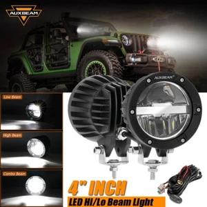 AUXBEAM 2X 4inch LED Driving Work Light Hi-Lo Beam Pods Fog Truck Pickup Trailer - Picture 1 of 12