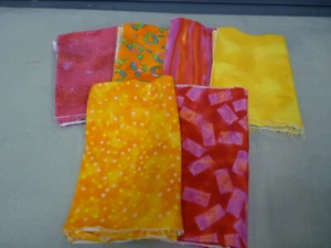 Quilting/Patchwork Flannel Material "Pink, Orange, Yellow Abstract Design" - Picture 1 of 1