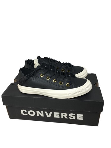 Sneakers Converse nere in pelle taglia 6 donna smerlate Egret CTAS OX scarpe NUOVE