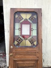 BEAUTIFUL ARCHITECTURAL ANTIQUE STAINED GLASS LEADED GLASS DOOR WITH WINDOW