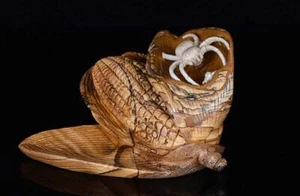 5.28"Natural Pciture Jasper Spider Carving ,Hand-carved Crafts AQ01 - Picture 1 of 7