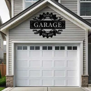 Personalized Hanging Garage Sign,Custom Garage Outdoor Decor, Metal Garage Signs - Picture 1 of 5