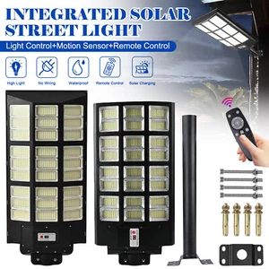 10000000LM 2000W Commercial Solar Street Light LED IP67 Dusk-Dawn Road Lamp+Pole - Picture 1 of 24