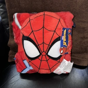 Marvel Spider-Man Nogginz Pillow 9x12in & Plush Blanket Set 60x90in NEW - Picture 1 of 3