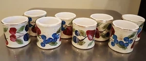 Set of 8 Ceramic Napkin Rings Fruit Motif on Off White Background  - Picture 1 of 4