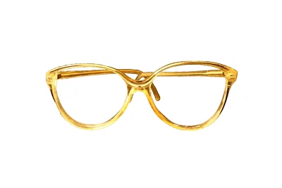 Optical Women's Eyeglasses Frame 1970s, Yellow Cat-Eye Oversized Glasses Unique - Image 1 of 4