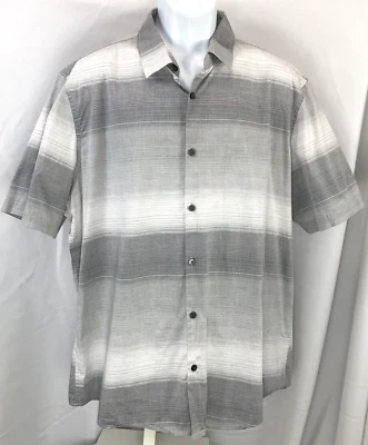 Camisa Alfani Abotonada XXL Gris Rayas Ombre Manga Corta Cuello Y2K Hip Hop Foto 1 de 4