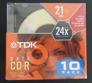TDK Data CD-R Disco Paquete de 10 NUEVO 21 Min CD-RW Cámaras Digitales MP3 Escritores de Computadora - Imagen 1 de 2