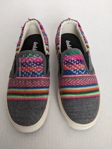 Zapato mocasín textil Inkkas colorido a rayas mexicanas de tela sin cordones W5 M3 - Imagen 1 de 4